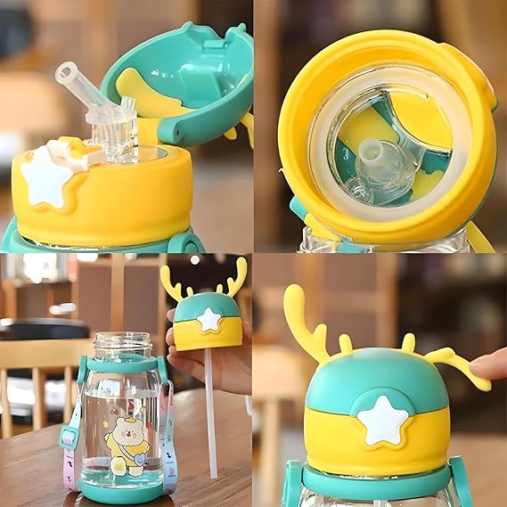 Deer Horn Kids Sipper Bottle for School and Home