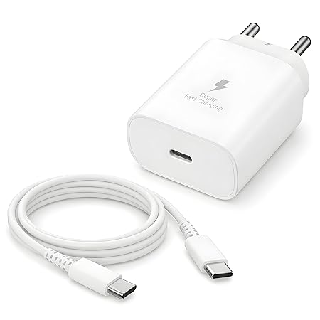 25W Charger for Samsung with Type C Cable | Super Fast Charging for Galaxy S26/S25 Ultra (Adapter with Cable)