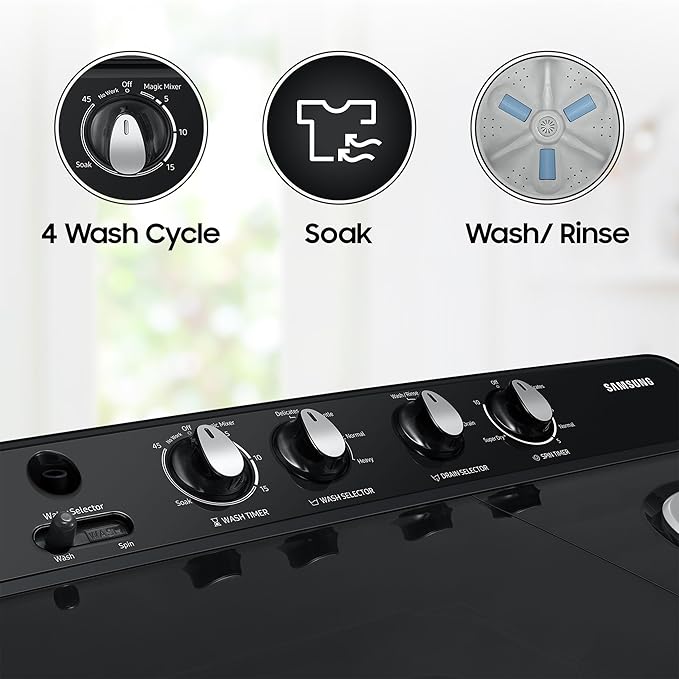 Samsung 8 kg, 5 star, Semi-Automatic Top Load Washing Machine (Air Turbo Drying, 5 Year Warranty on Wash Motor)