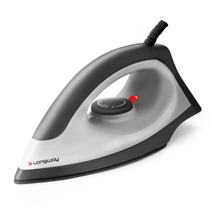 Longway Kwid Light Weight Non-Stick Teflon Coated Dry Iron, Electric Iron for Clothes | 2 Years Warranty | (1100 Watt, Black)