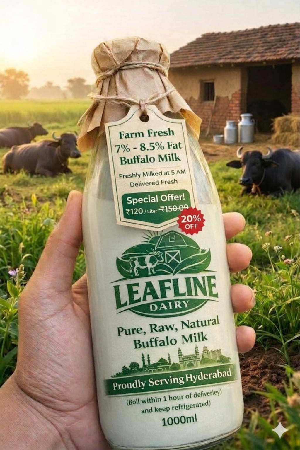 Fresh Buffalo Milk – 1 Litre