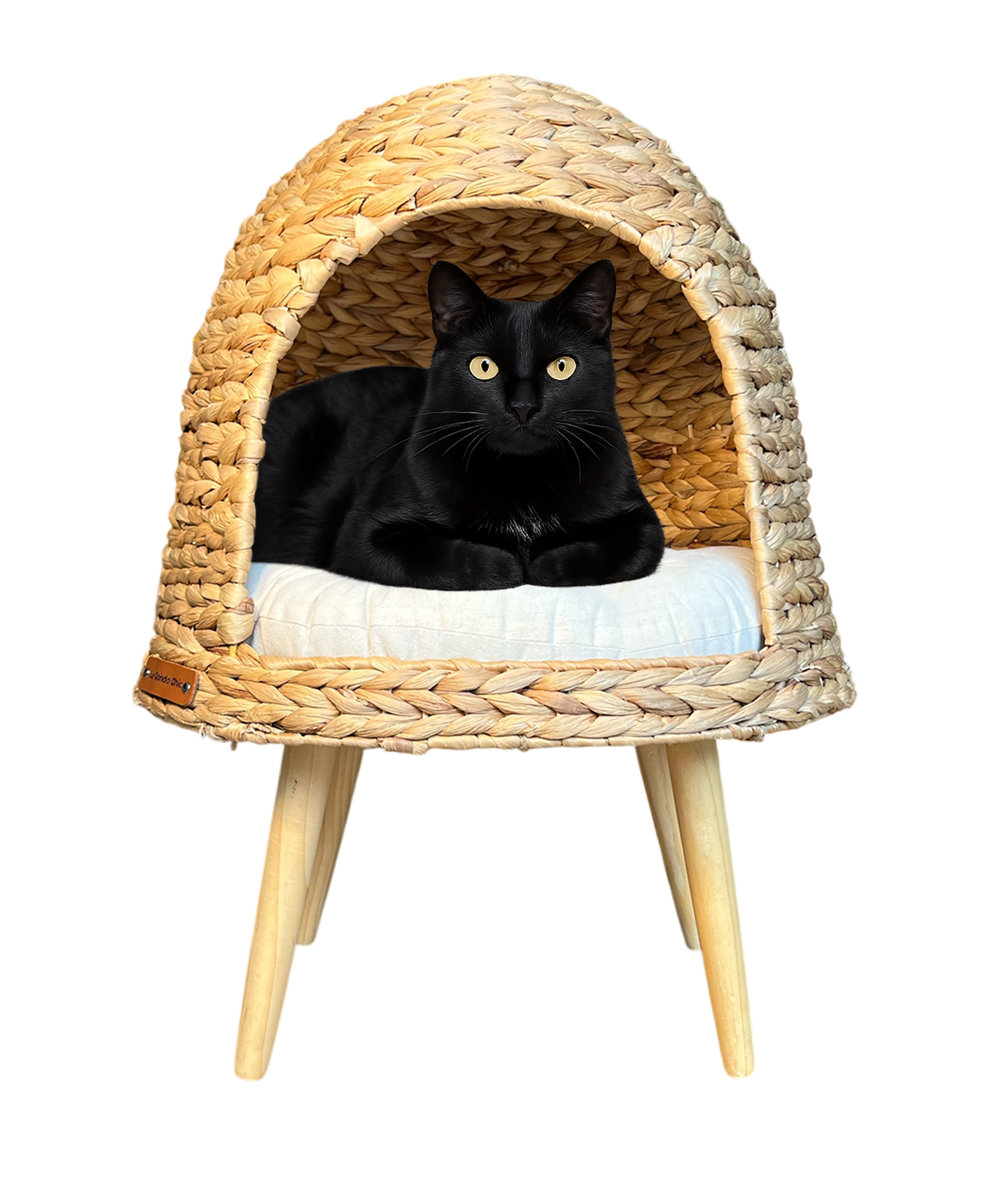 Maison pour chat en rotin