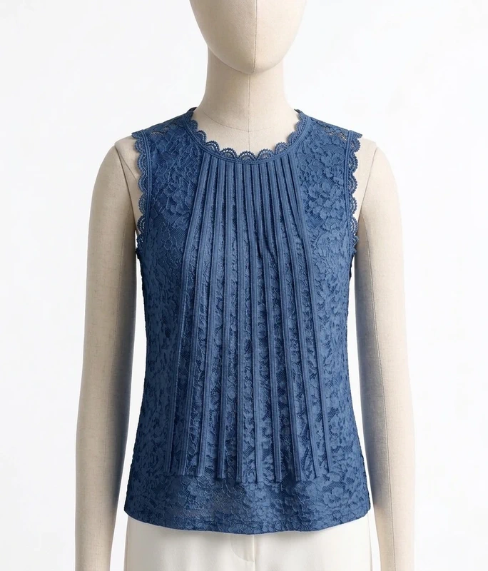 Top sans manches en dentelle - Bleu marine