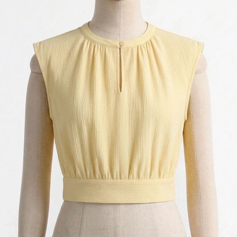Top maguie soyeux noeud dans le dos - Jaune