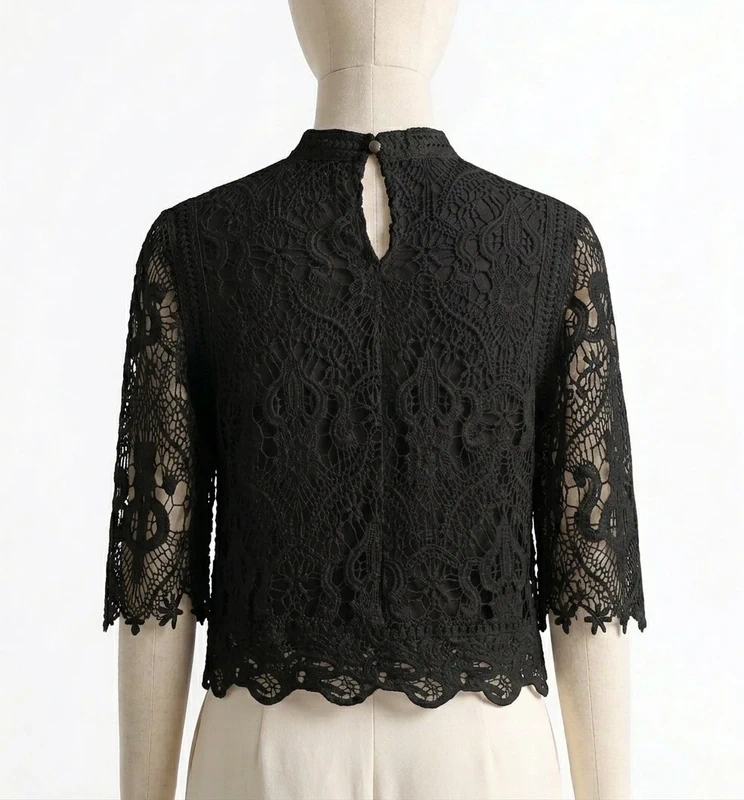 Blouse en dentelle - Noir 