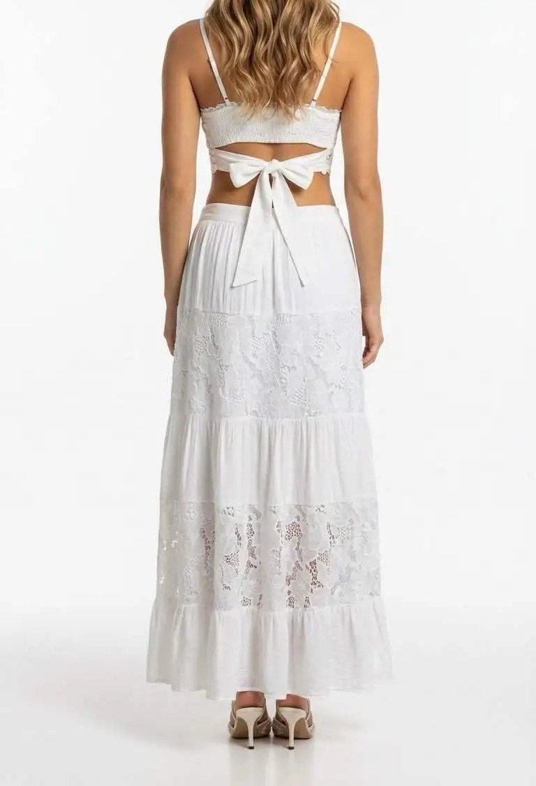 Ensemble bohème blanc en dentelle - Blanc