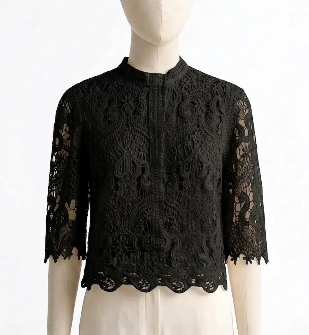Blouse en dentelle - Noir 