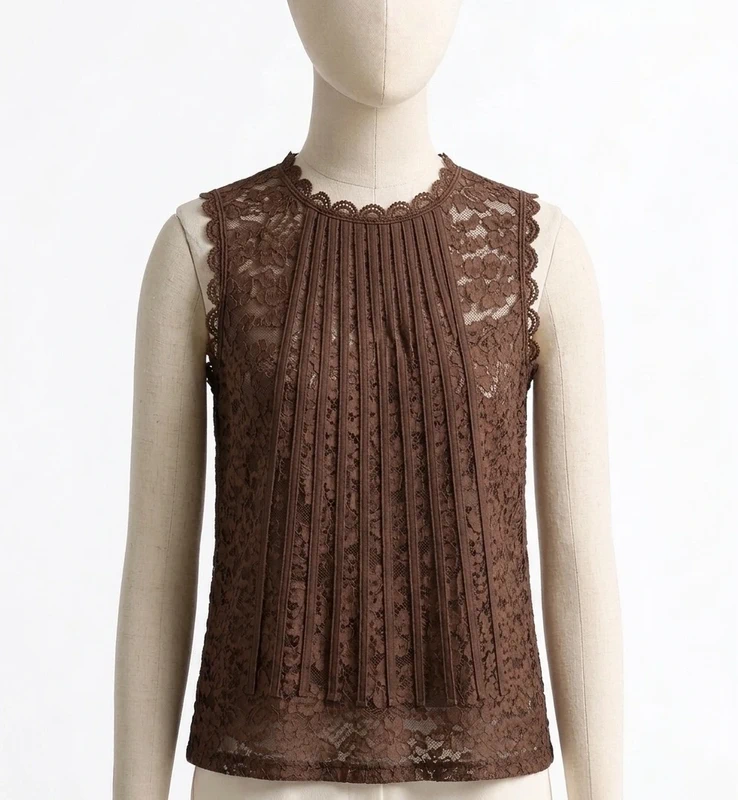 Top sans manches en dentelle - Choco