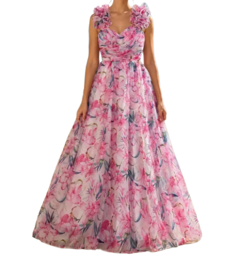 Robe longue florale estivale - Rose
