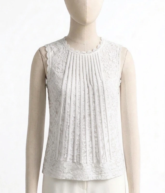 Top sans manches en dentelle - Blanc