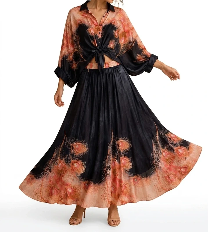 Ensemble Imprimé Manche Chauve-souris - Noir - Taille unique