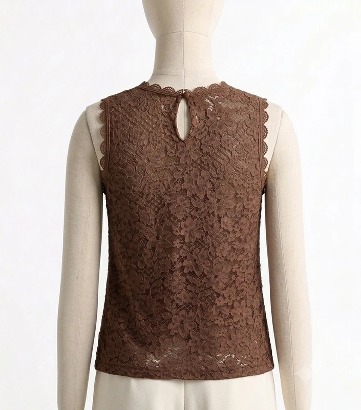 Top sans manches en dentelle - Choco