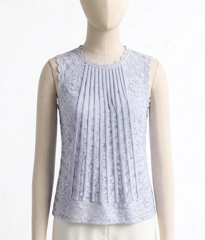 Top sans manches en dentelle - Bleu ciel