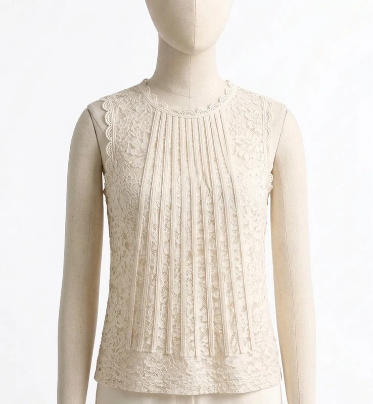 Top sans manches en dentelle - Ecru