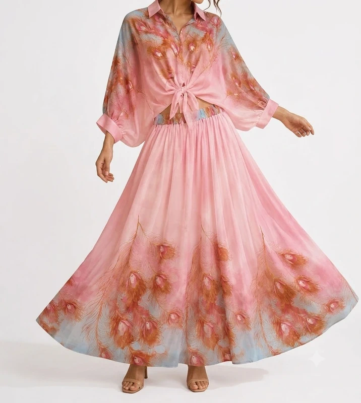 Ensemble Imprimé Manche Chauve-souris - Rose - Taille unique