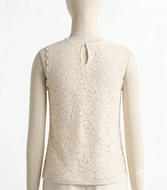 Top sans manches en dentelle - Ecru