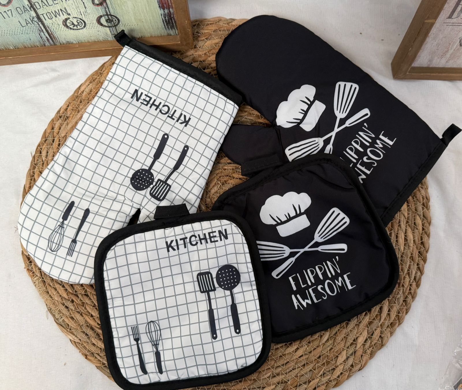 Set de guantes y agarraderas de cocina