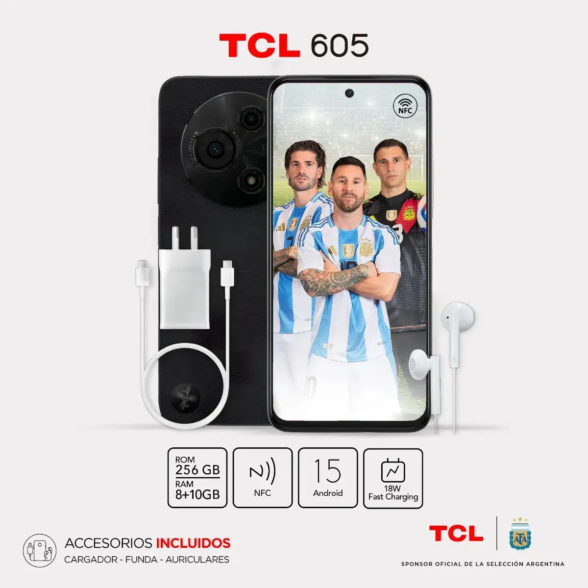 Celular TCL 605 6.7" 256GB Negro