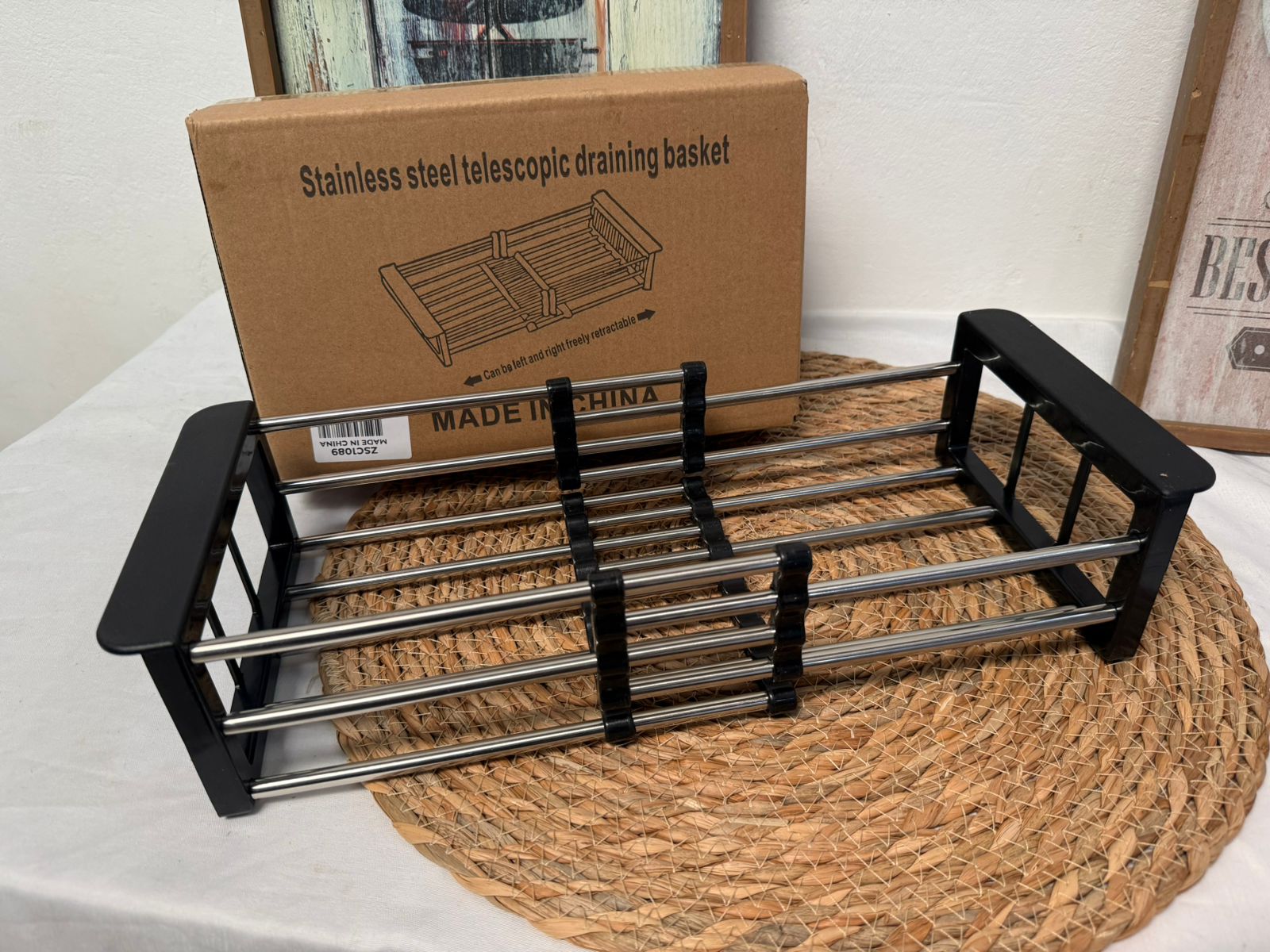 Escurridor telescópico de acero inoxidable