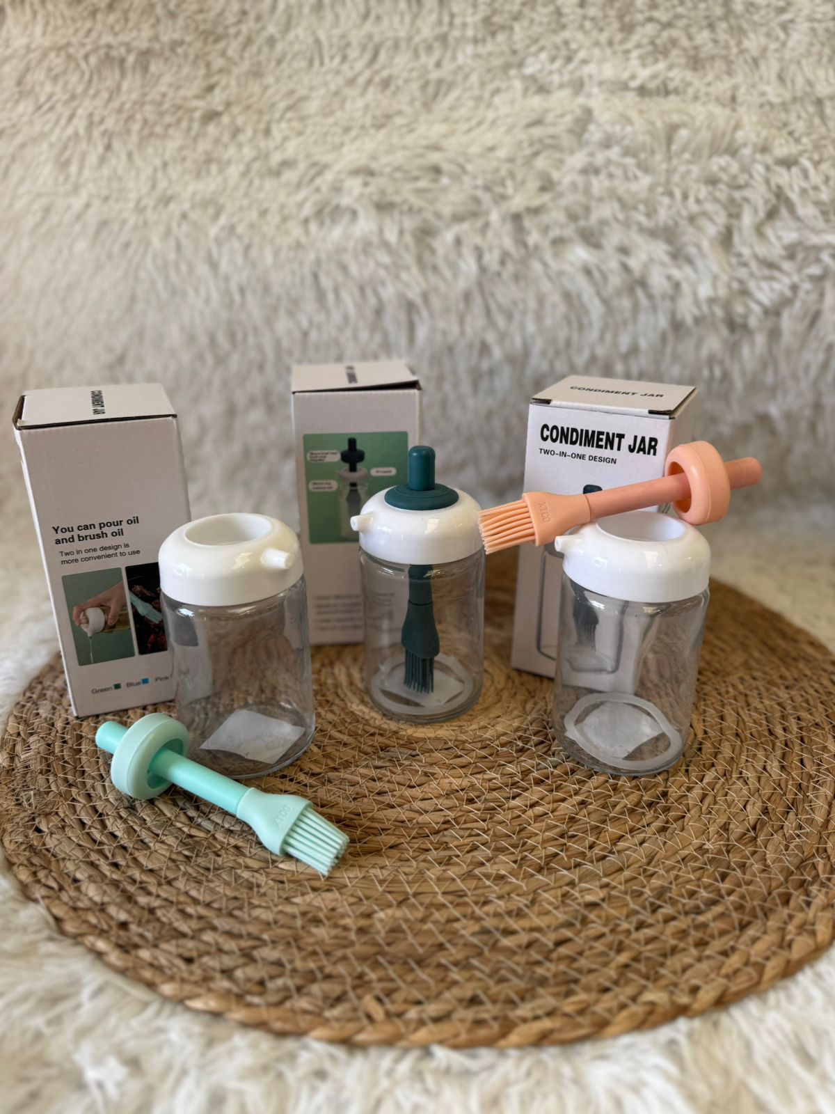 Frascos para condimentos con pincel