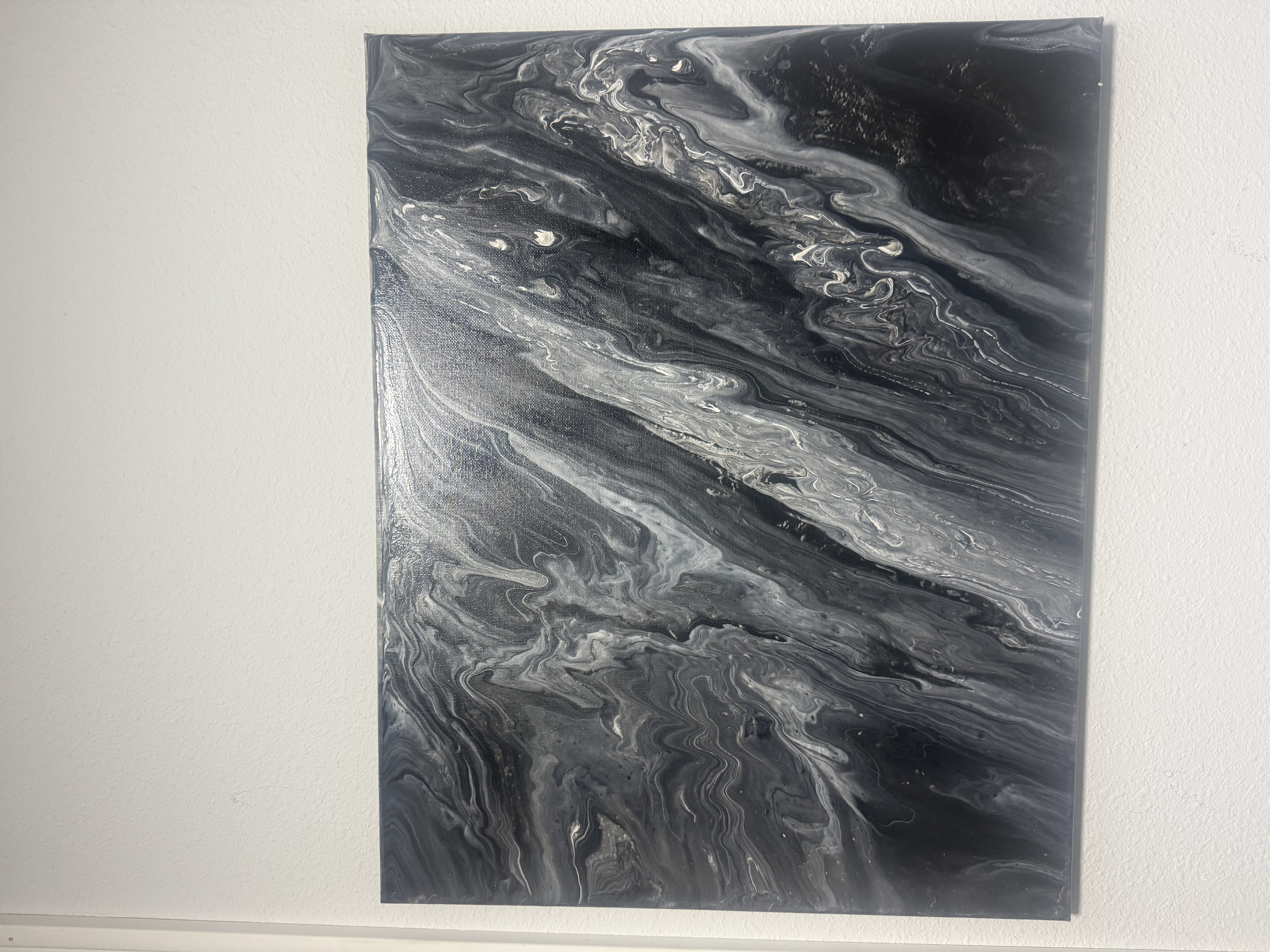 Abstract Black and White Acrylic Painting