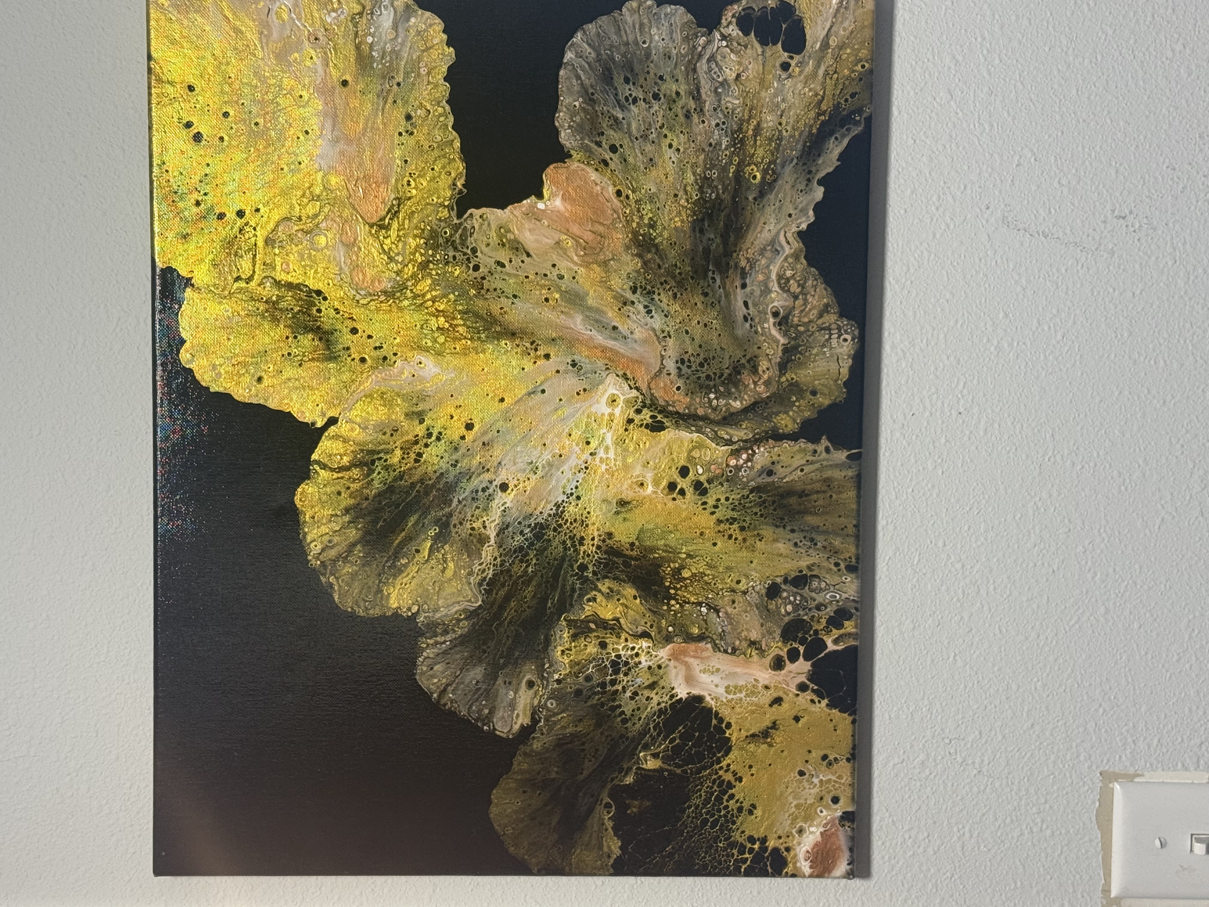 Abstract Gold & Black Acrylic Painting 16x20