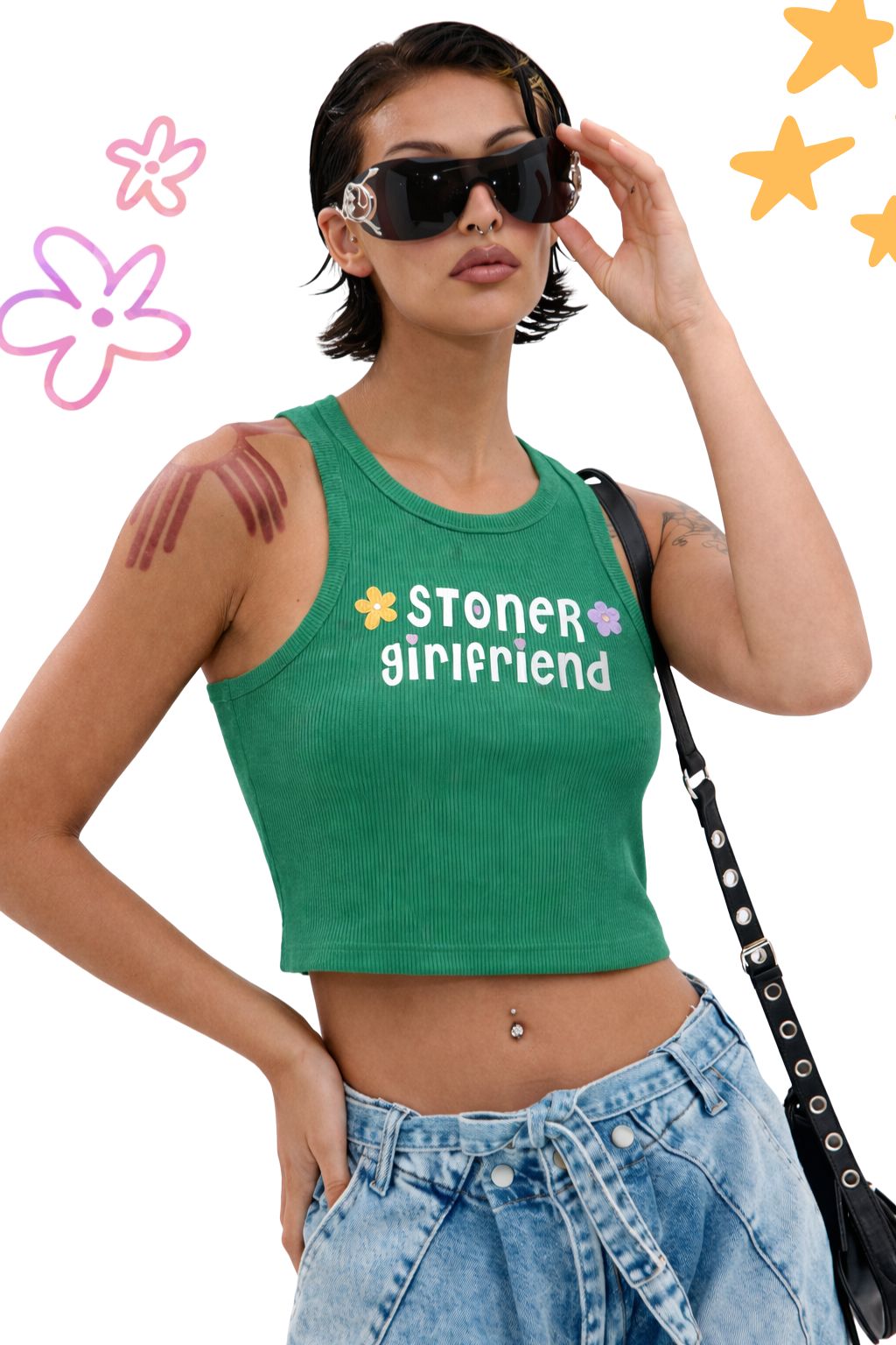Stoner Girlfriend Green Crop Tank