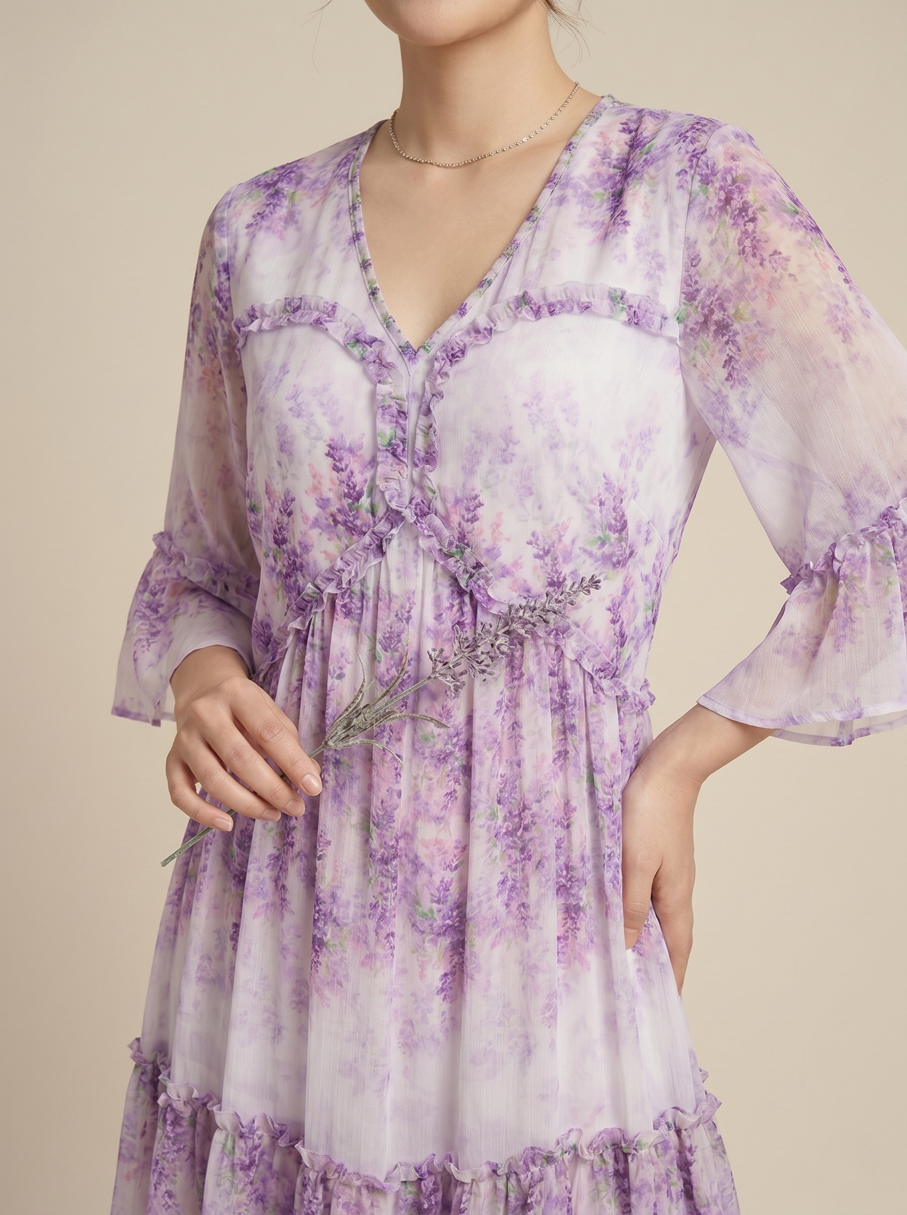 Đầm lụa bông tím 