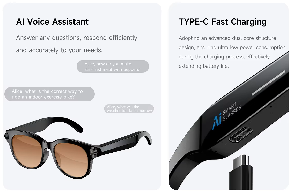 AI Smart Glasses 720p camera