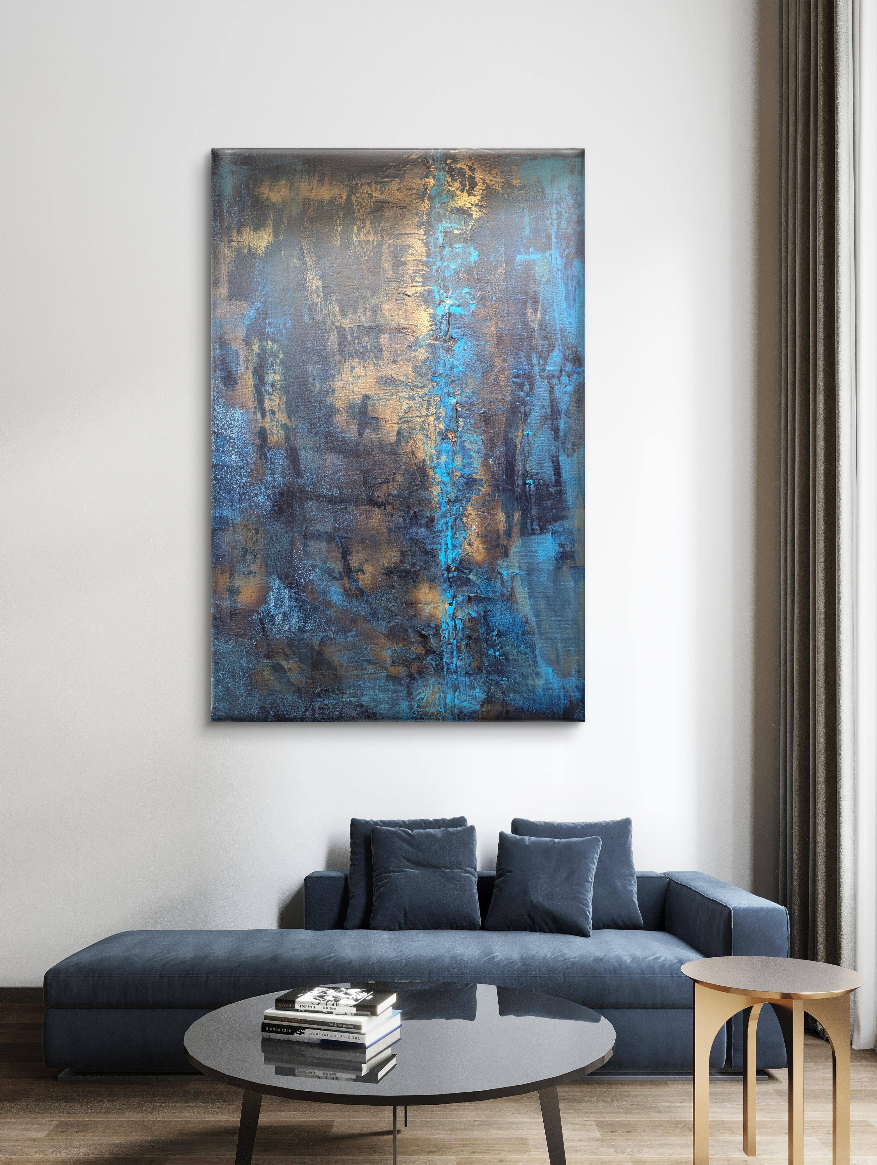 Abstract Blue & Gold Canvas