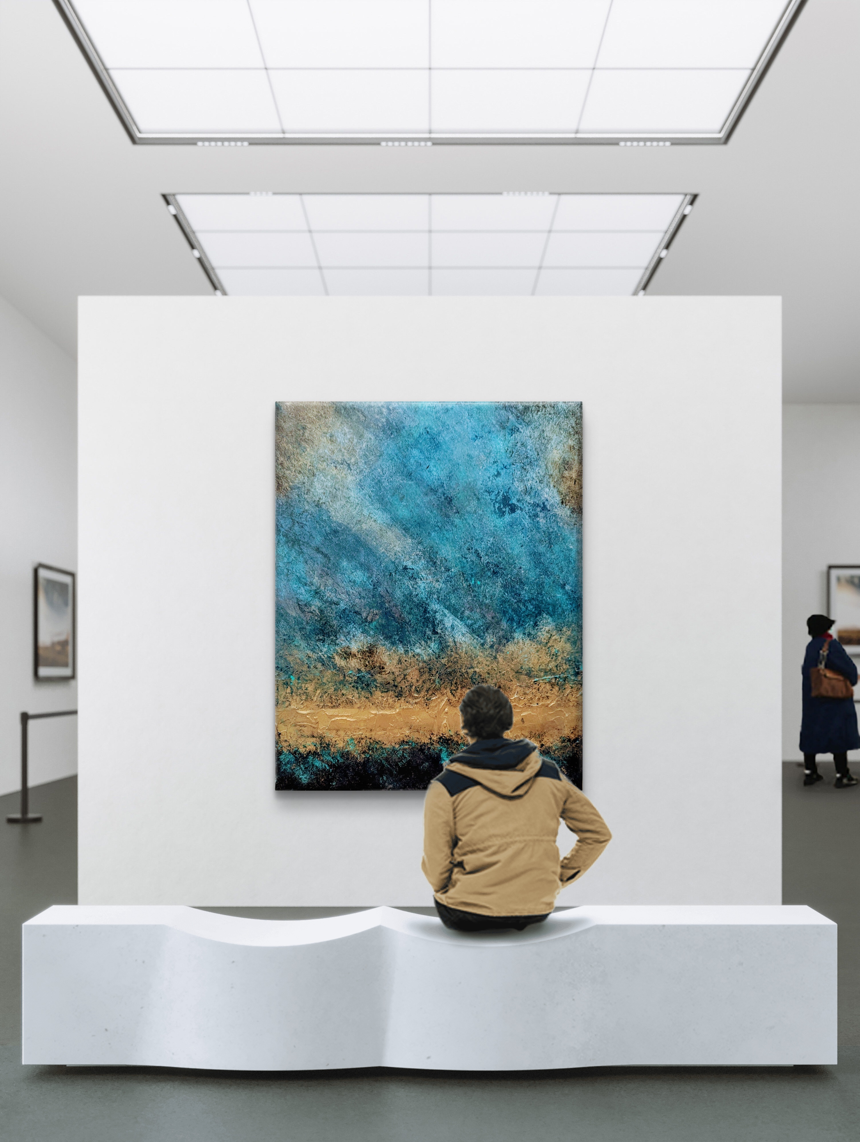 Abstract Blue & Gold Canvas