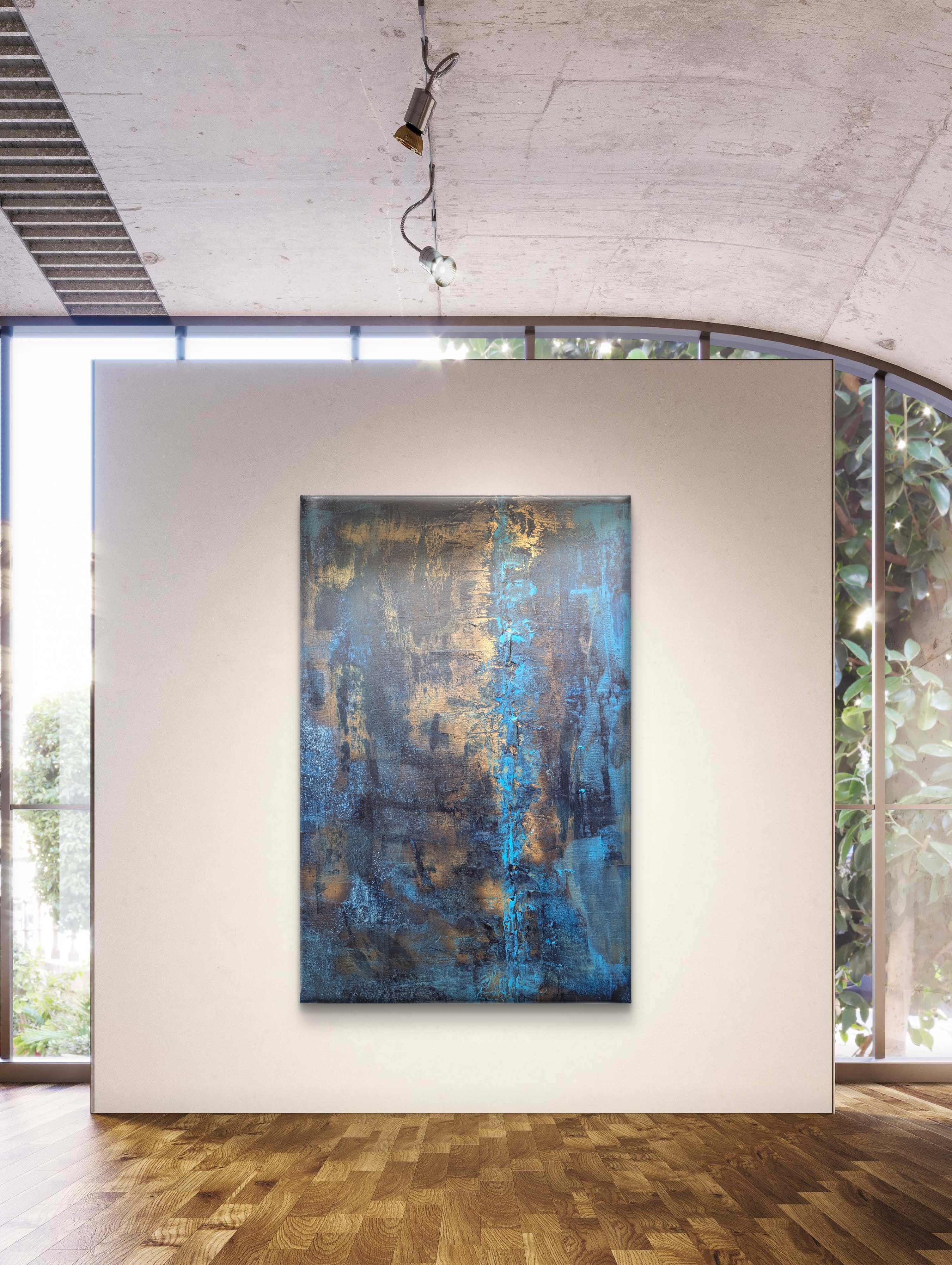 Abstract Blue & Gold Canvas