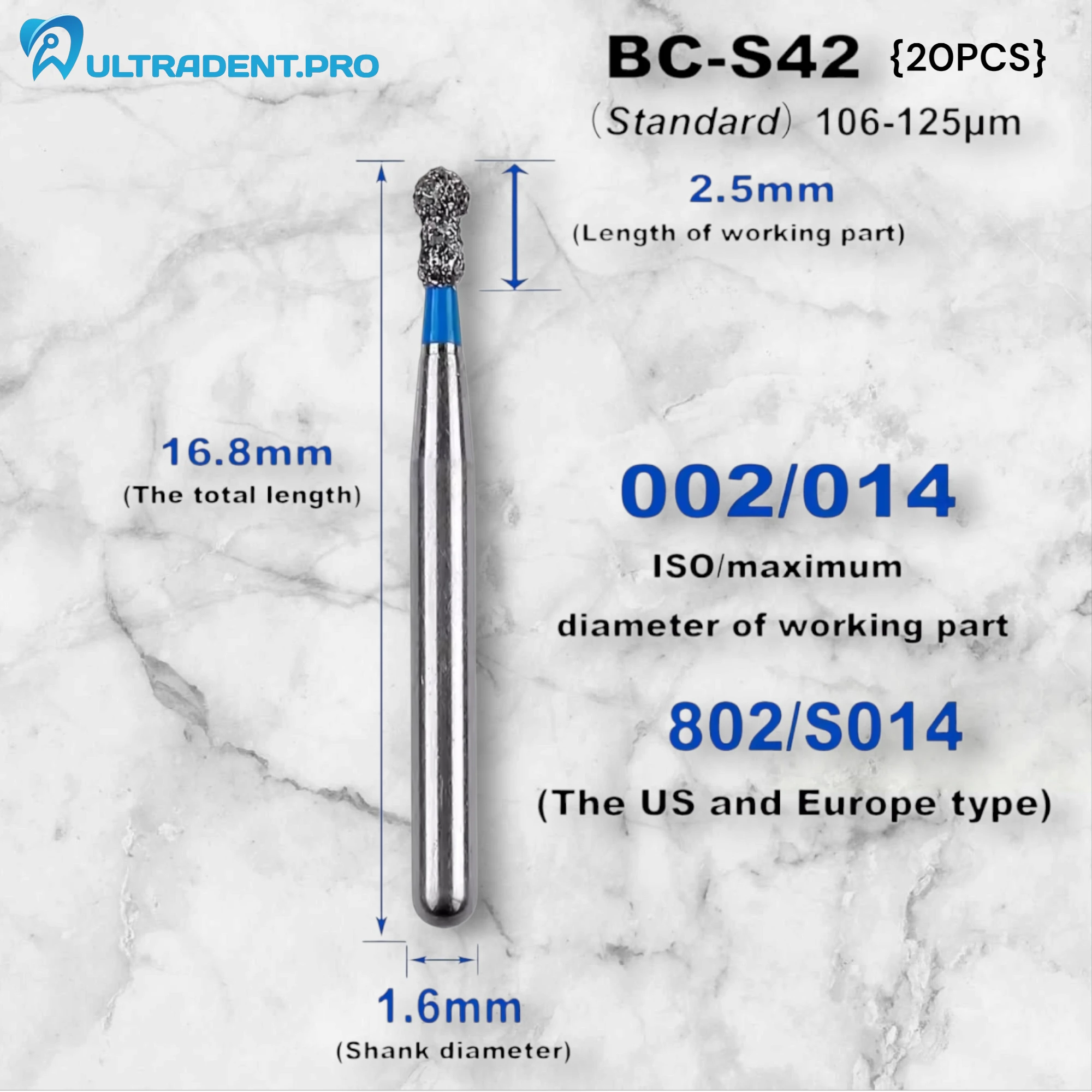 Blue BC Series Diamond Burs {20 PCS}