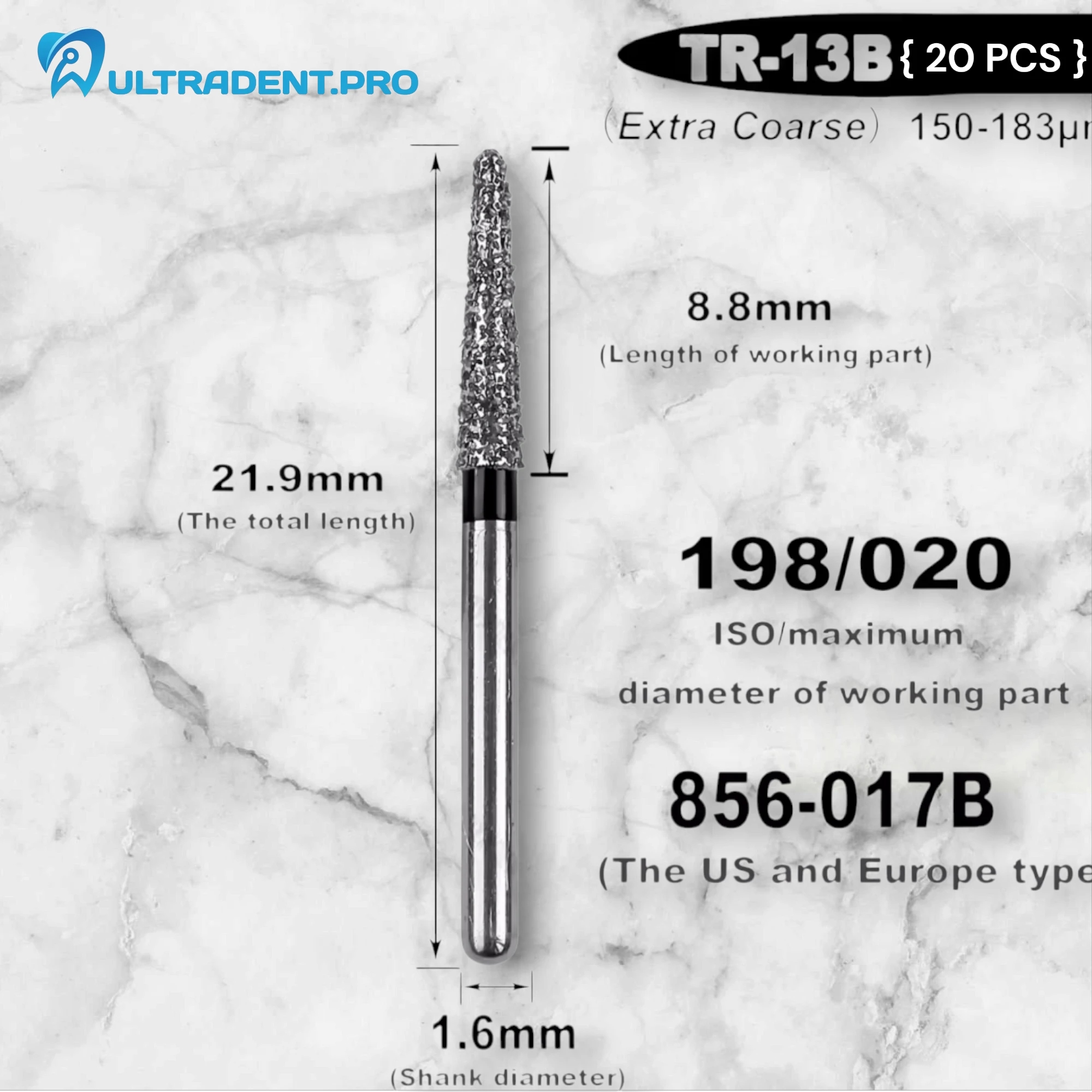 TR-13B Dental Diamond Burs (20 pcs)
