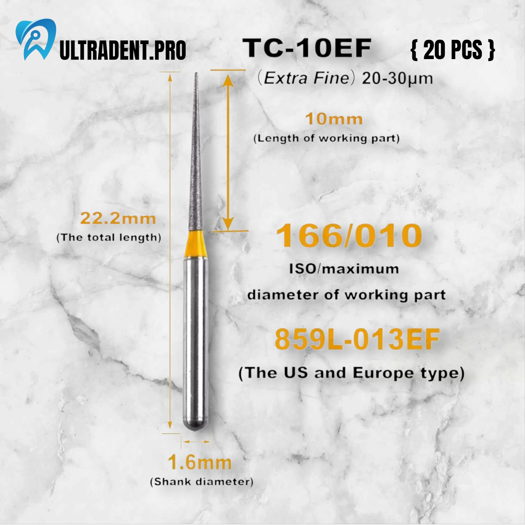 Yellow TC Series Diamond Burs {20 PCS}