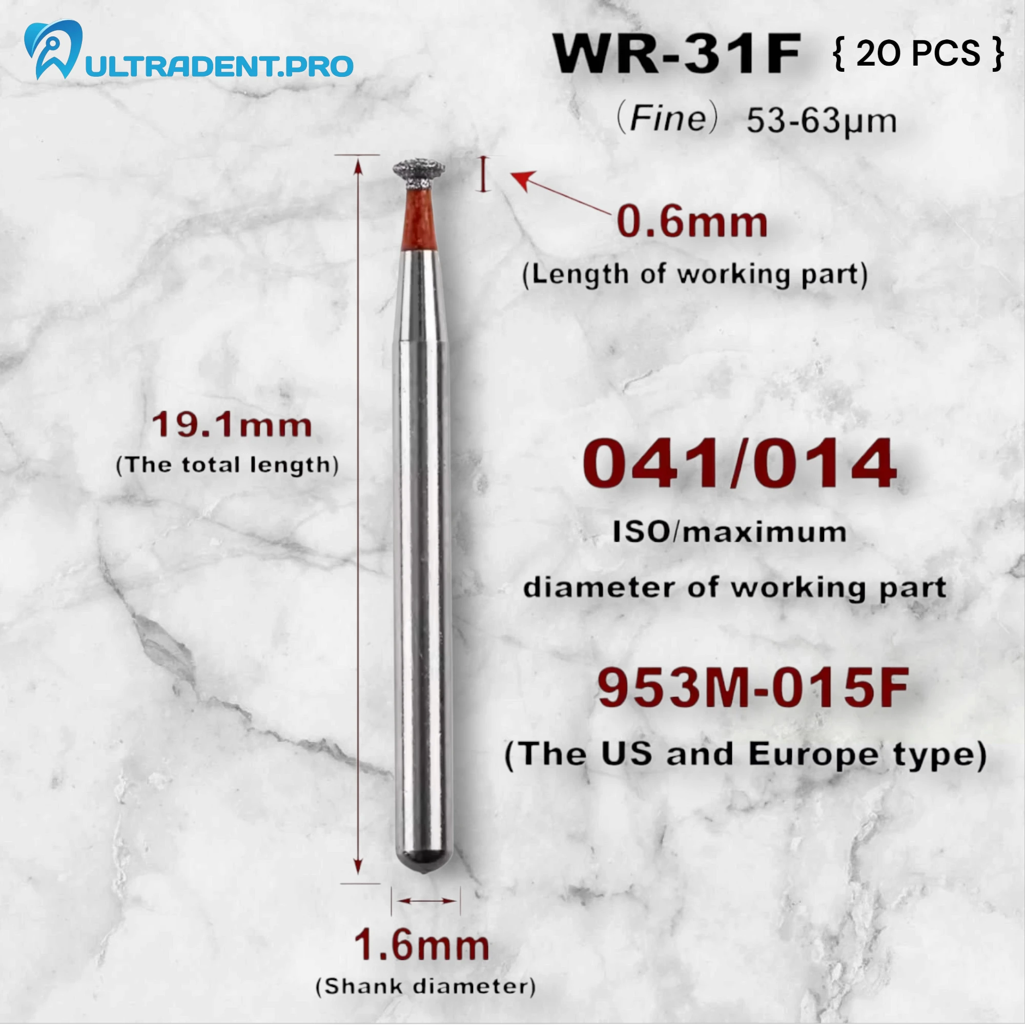RED WR Series Diamond Burs {20 PCS}