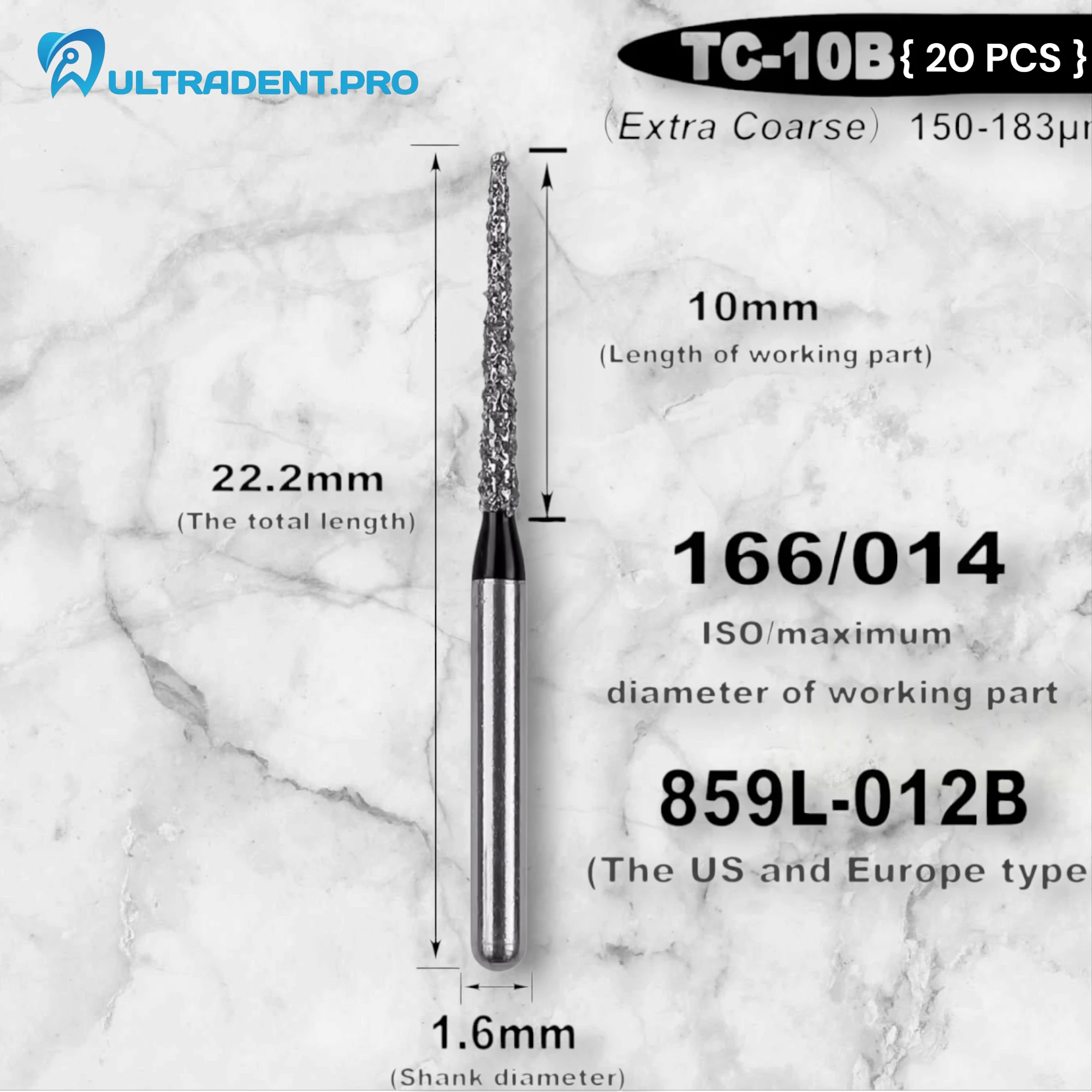 TC-10B Extra Coarse Dental Burs (20 PCS)