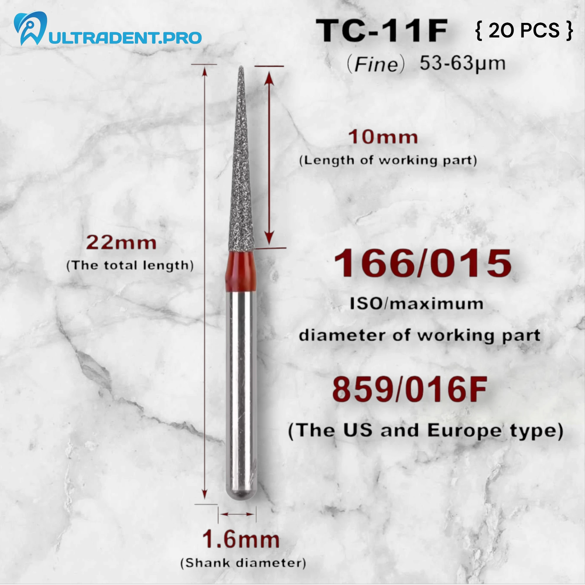 TC-11F Diamond Dental Burs (20 PCS)