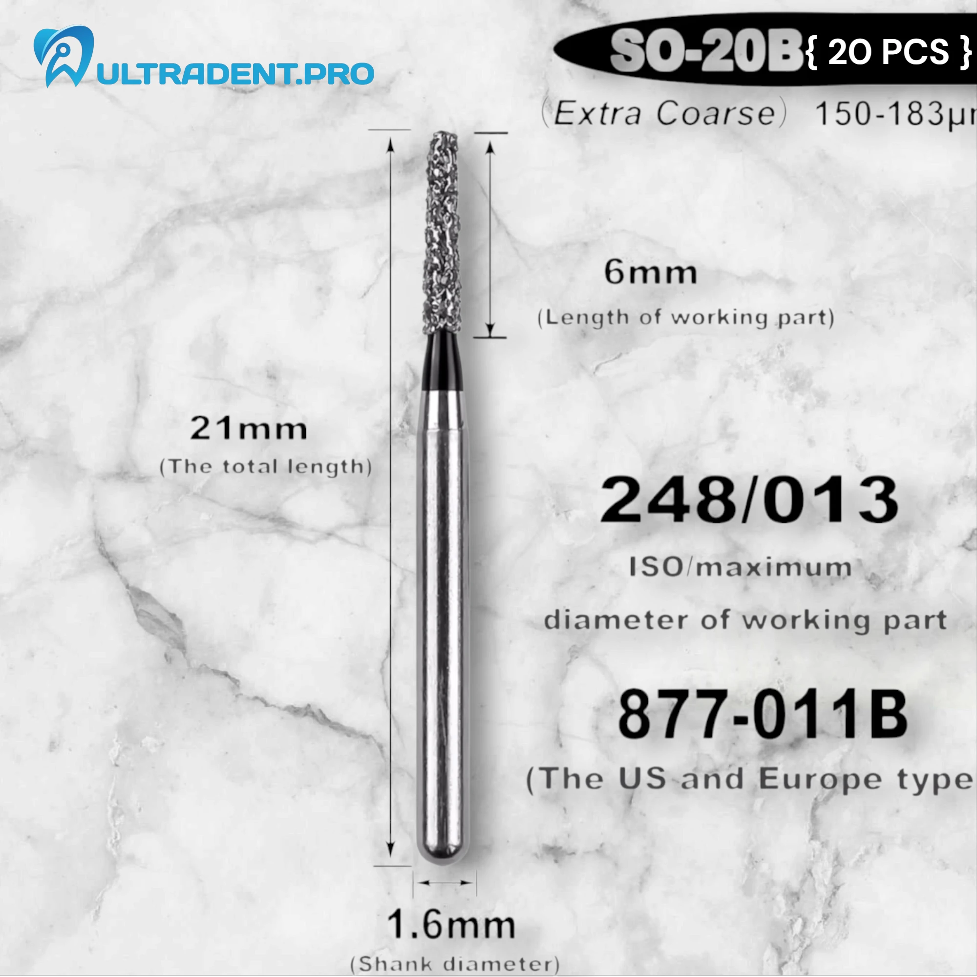 Black SO Series Diamond Burs {20 PCS}