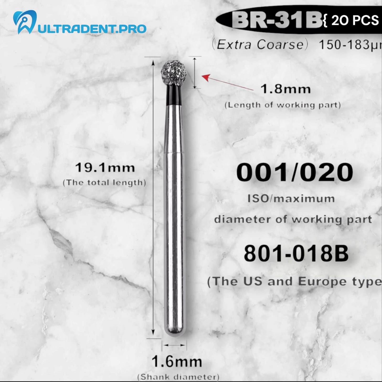 Black BR Series Diamond Burs {20 PCS}