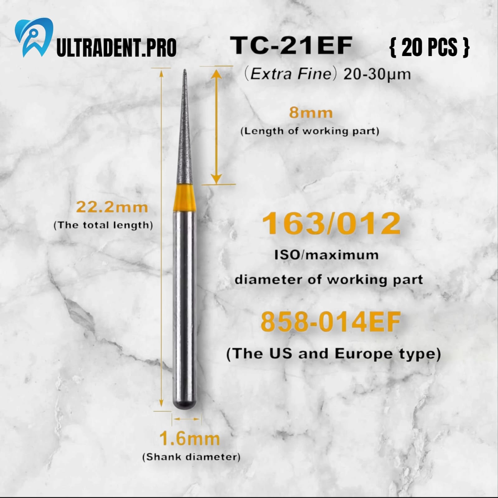Yellow TC Series Diamond Burs {20 PCS}