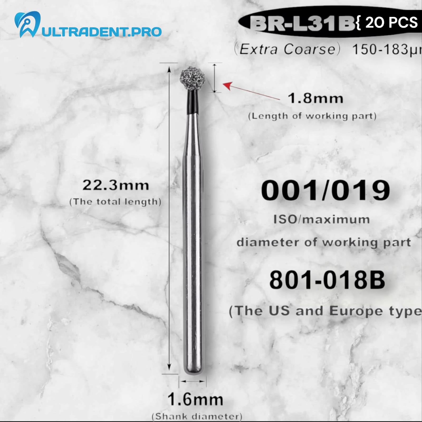 Black BR Series Diamond Burs {20 PCS}