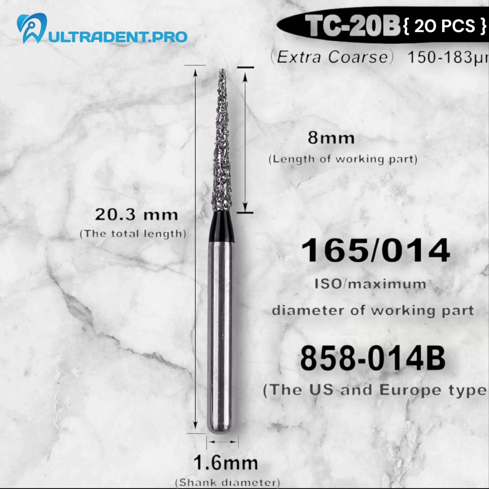 TC-10B Extra Coarse Dental Burs (20 PCS)