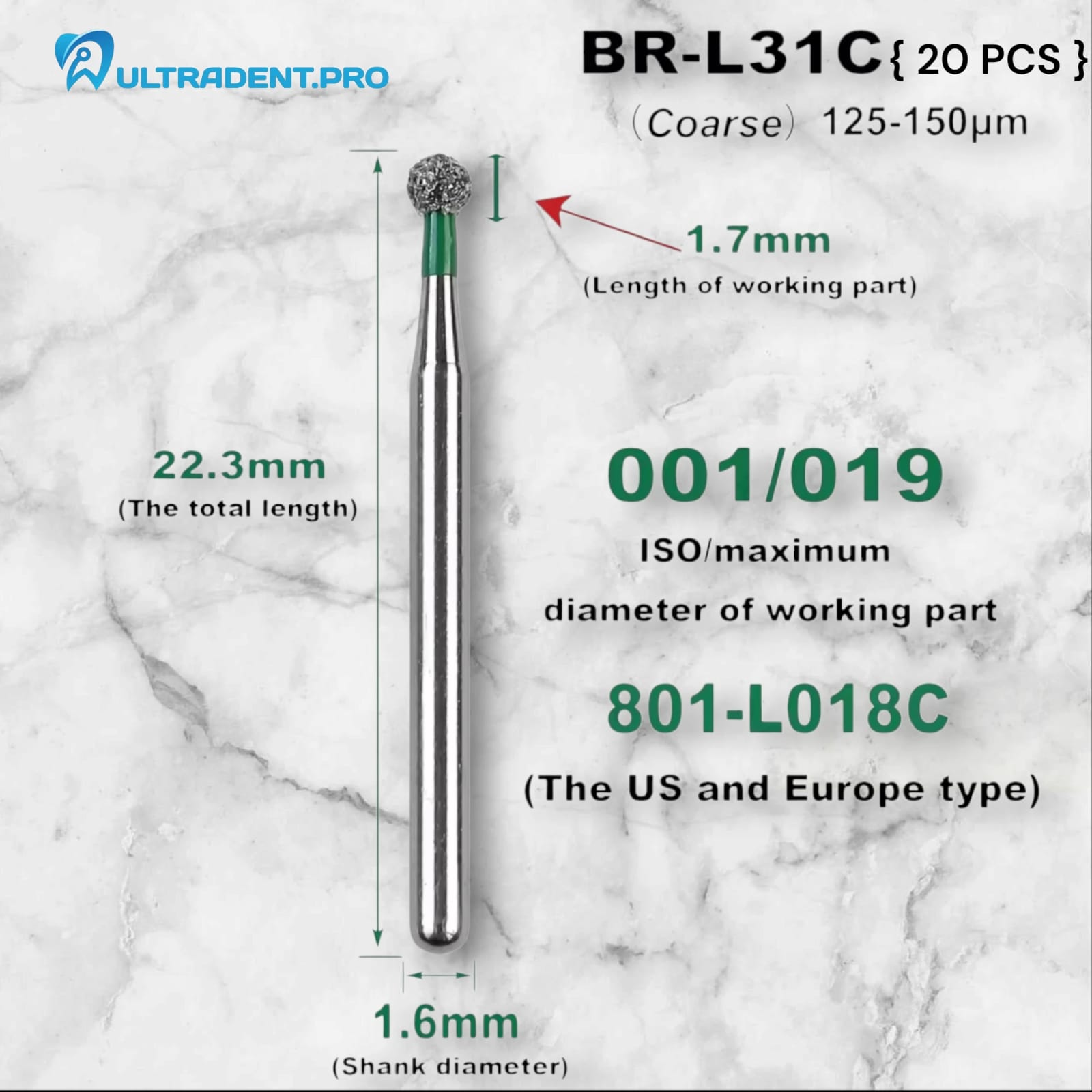 Green BR Series Diamond Burs {20 PCS}