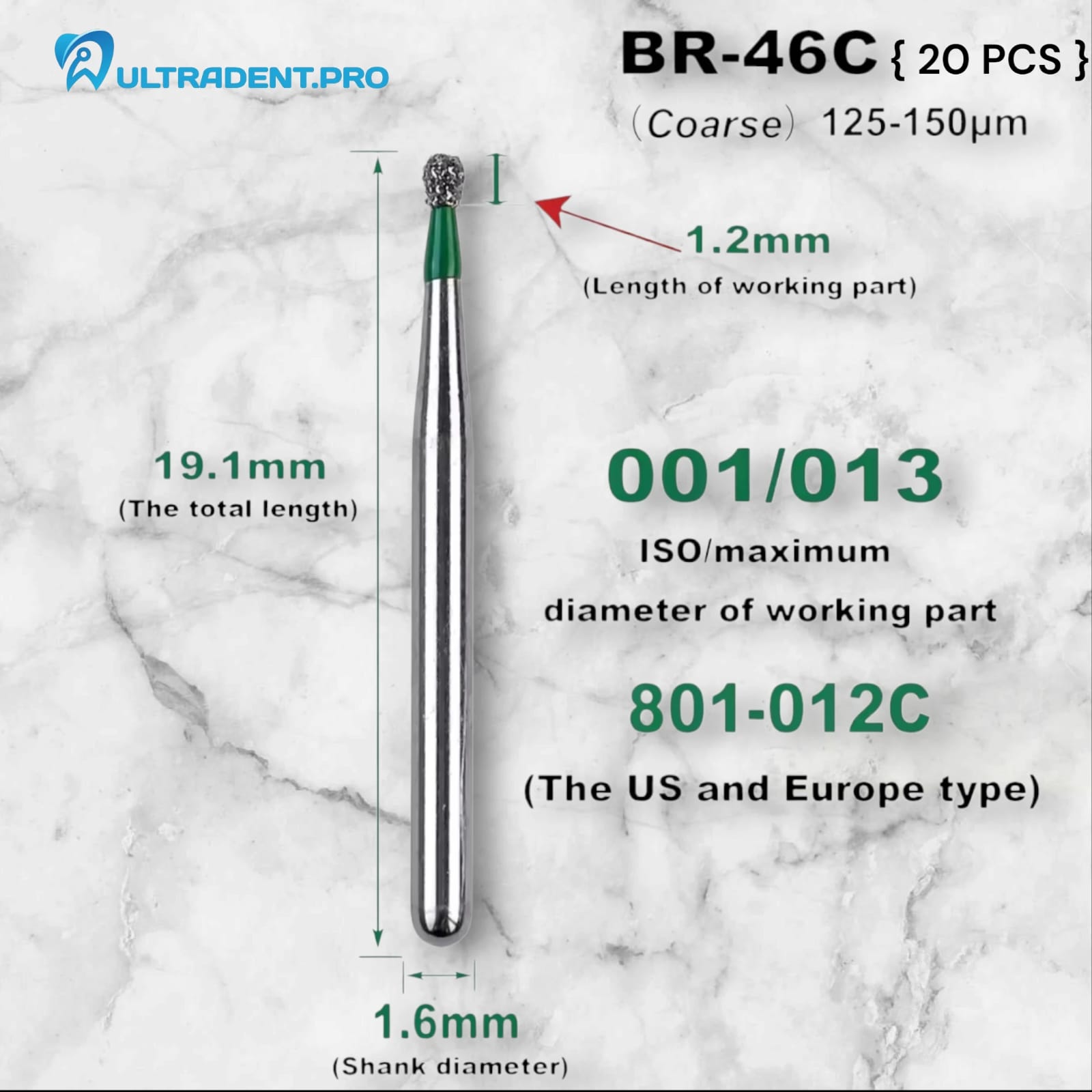 Green BR Series Diamond Burs {20 PCS}