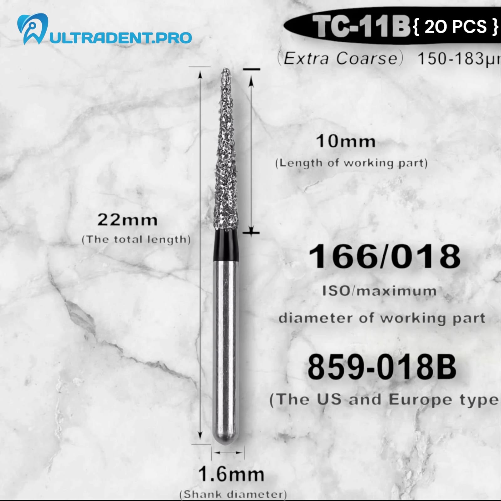 TC-10B Extra Coarse Dental Burs (20 PCS)