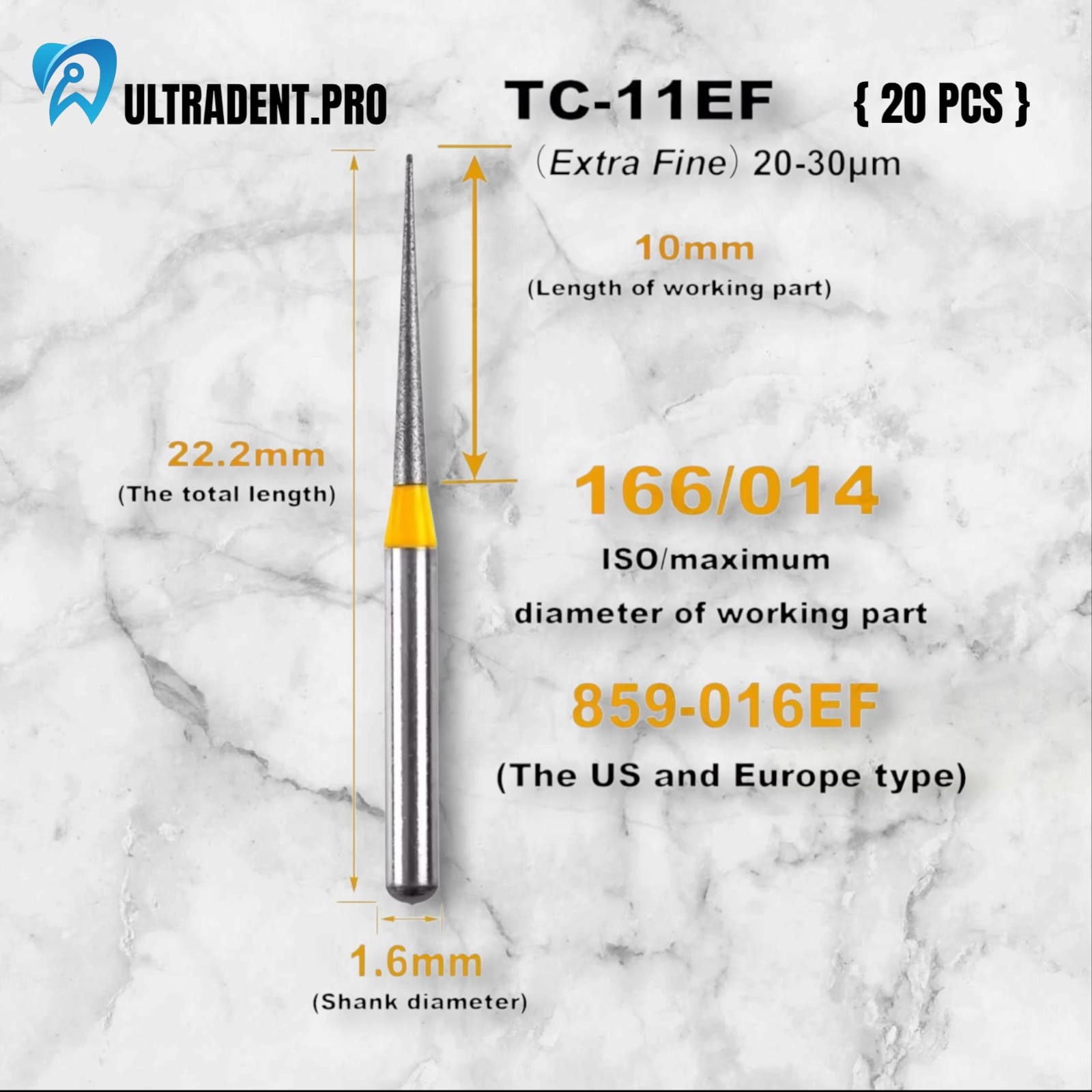Yellow TC Series Diamond Burs {20 PCS}