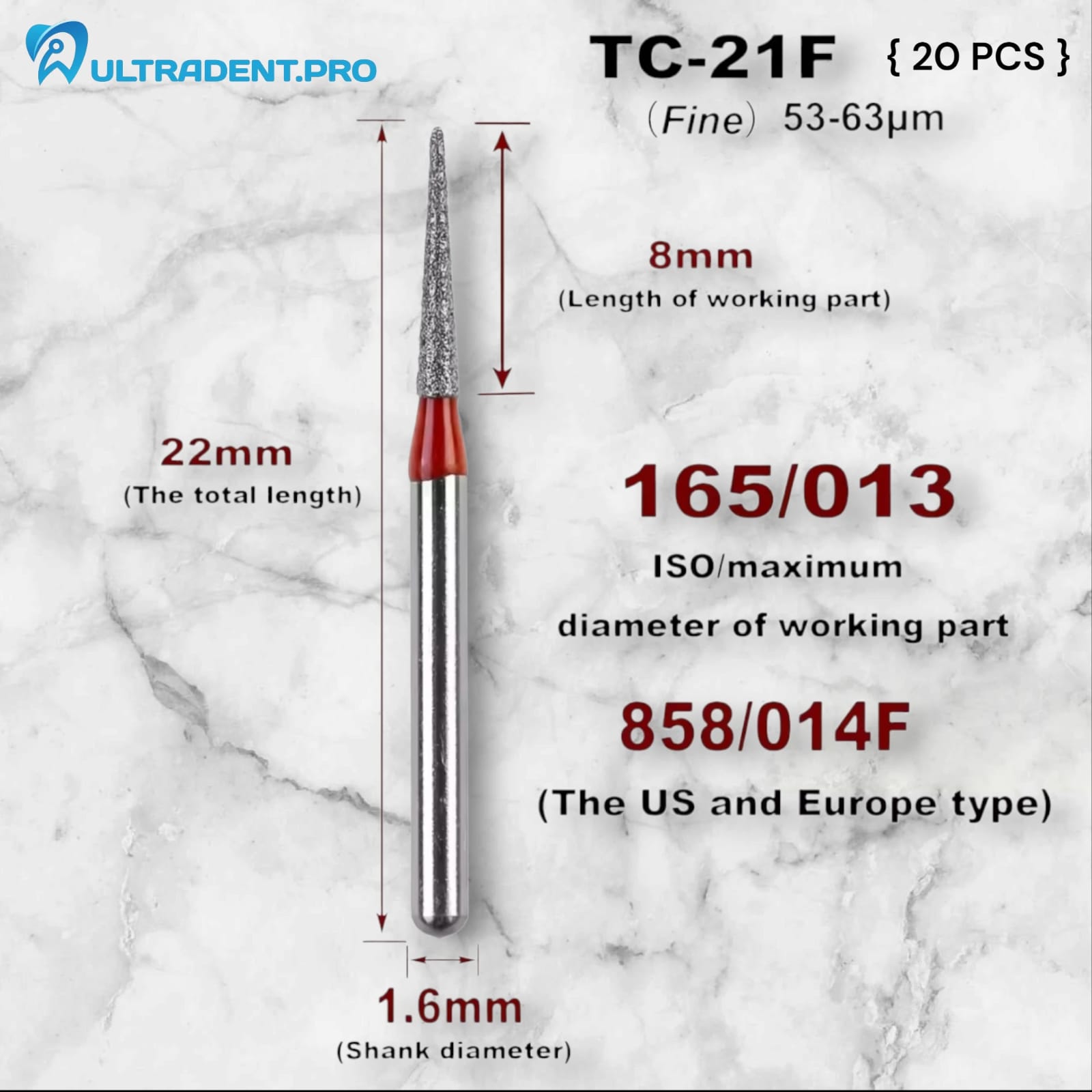 TC-11F Diamond Dental Burs (20 PCS)