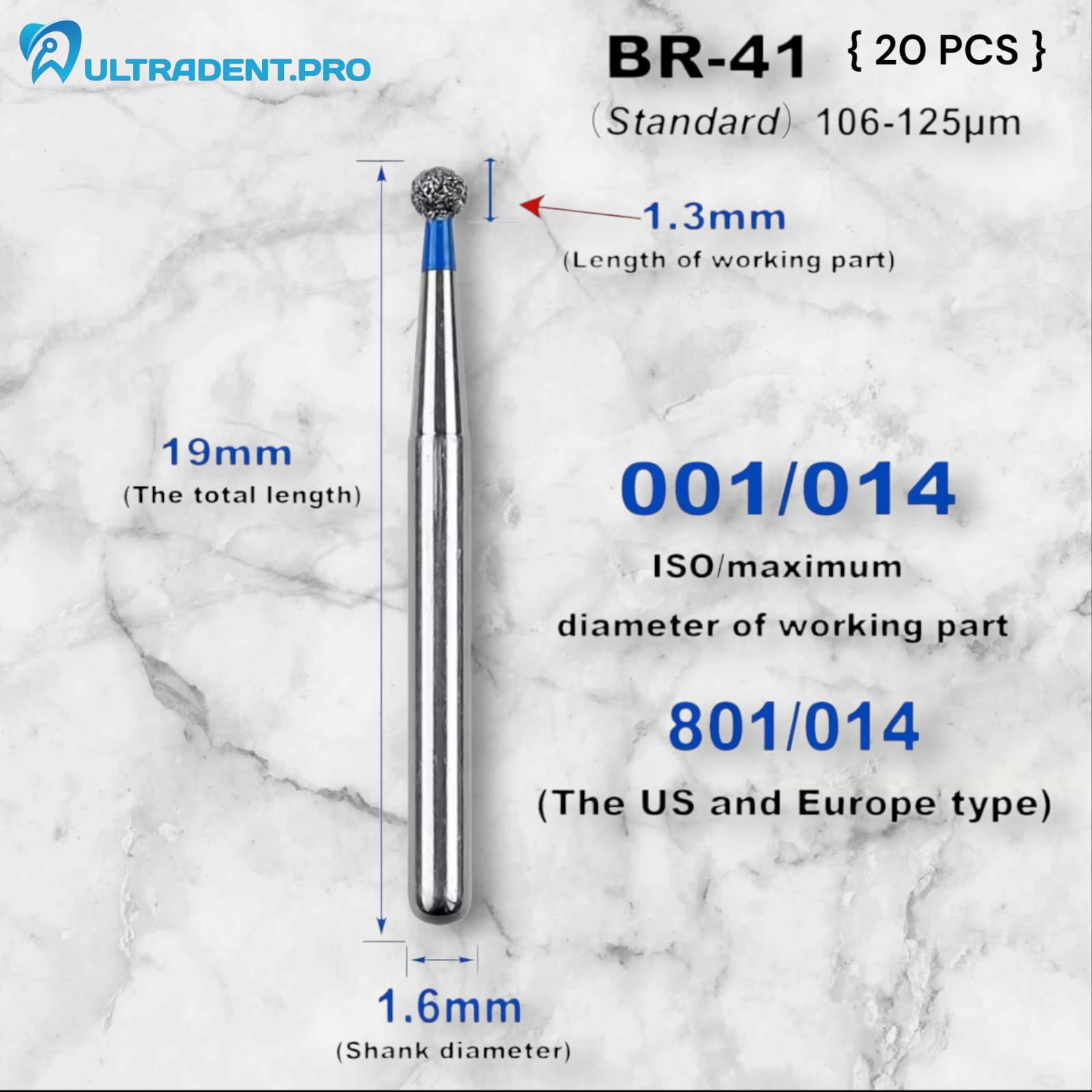 Blue BR Series Diamond Burs {20 PCS}