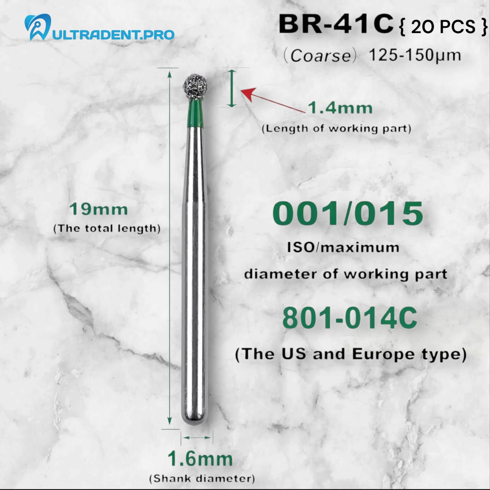 Green BR Series Diamond Burs {20 PCS}
